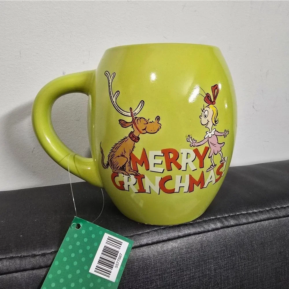 Dr Seuss Christmas The GRINCH Green Grinch Face Naughty & Nice 18 Ounce Mug NEW